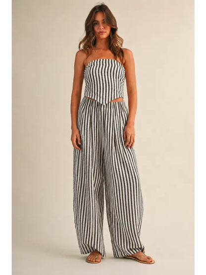 Klesis - Striped Top / Barrel Pant Set