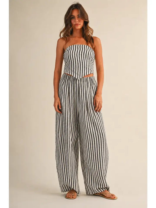 Klesis - Striped Top / Barrel Pant Set