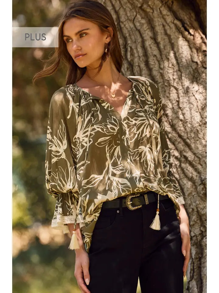 Oddi - Floral Printed Blouse Plus