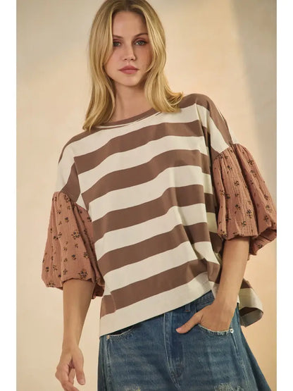 ODDI - Bold Striped Knit Top