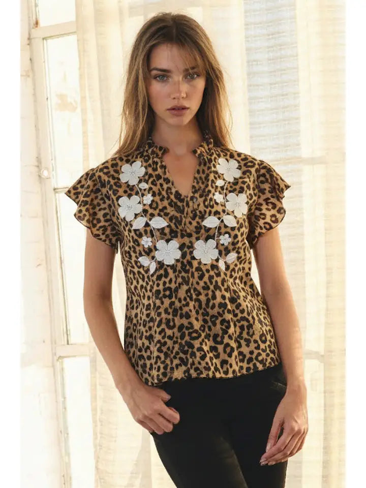 Oddi - Leopard Printed Ruffle Top