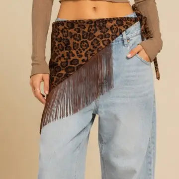 J.NNA - Leopard Fringe Waist Scarf