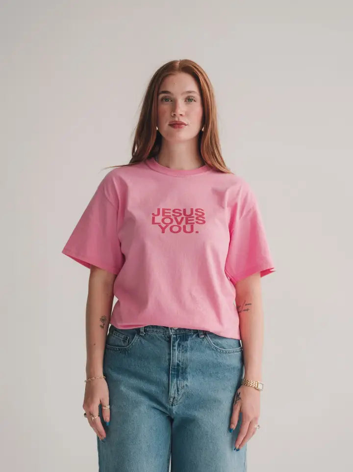 Jesus Loves You Company - Pink Clay Logo Tee