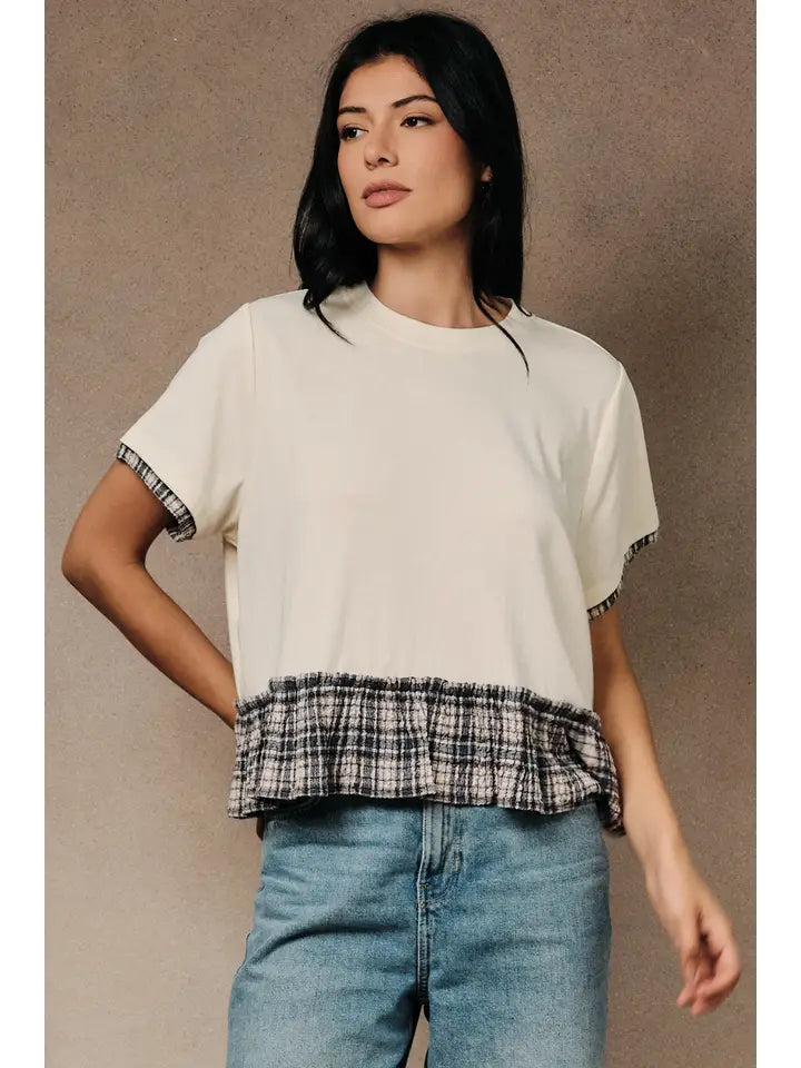 Sunday Edition - Plaid Peplum Boxy Top