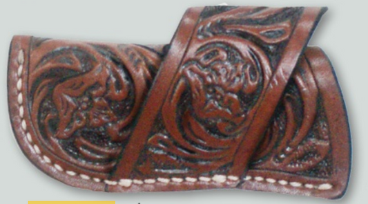 KNIFE SHEATH FLORALED TOOLED COGNAC