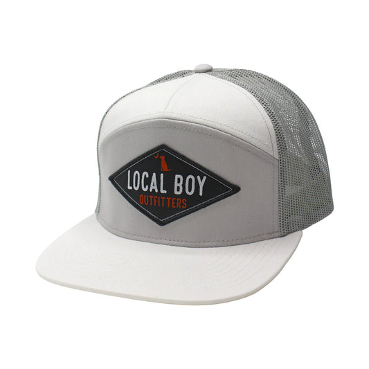 Local Boy Outfitters -Diamond Patch 7 Panel Hat - White/Fog