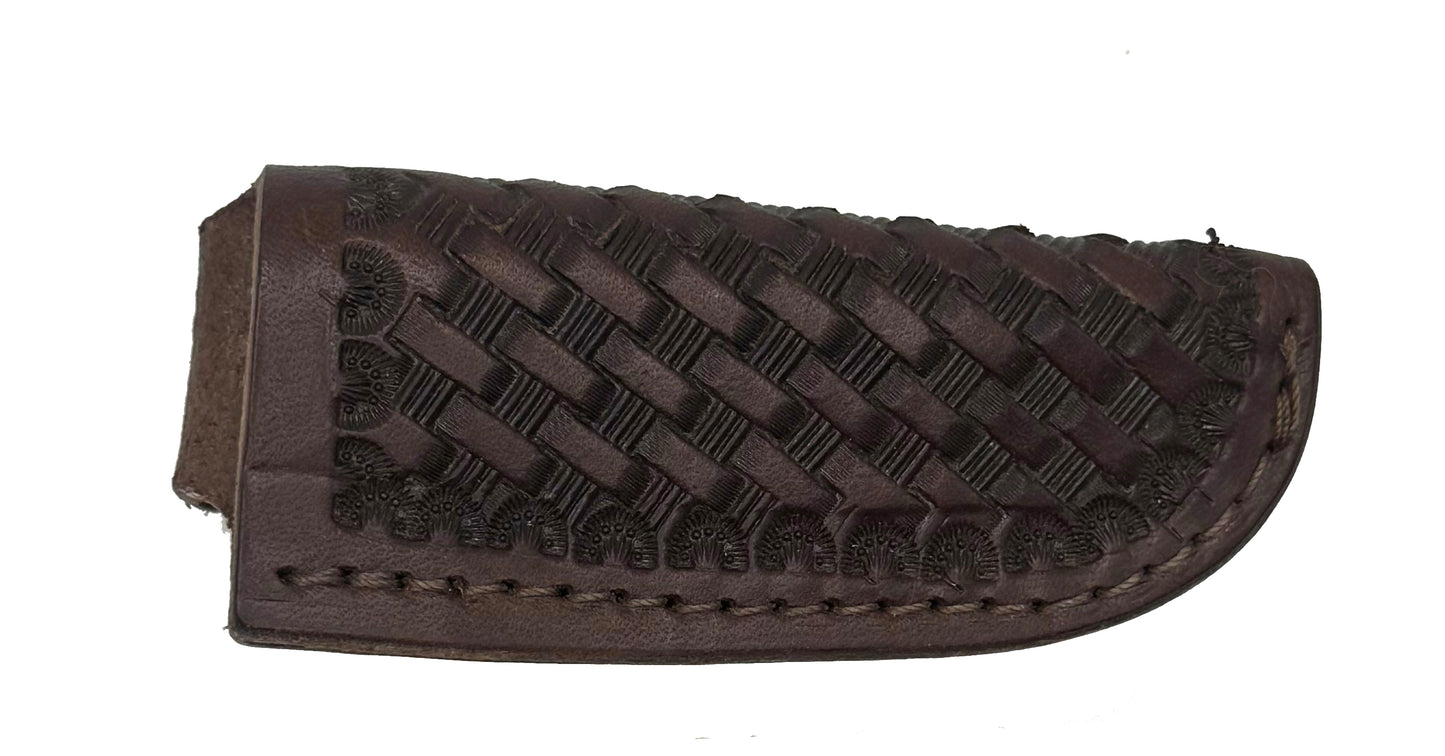 Lavaca Leather - Straight Sheath-Small-Basket Stamp-Brown