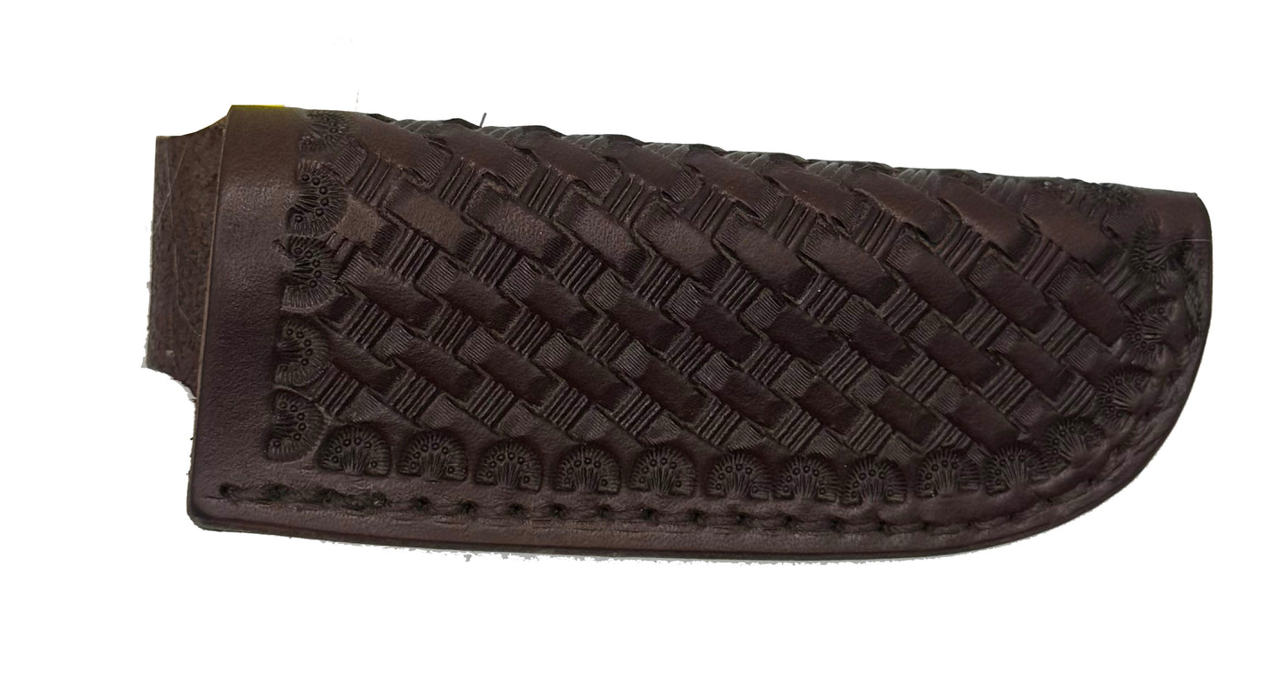 Lavaca Leather - Straight Sheath-Large-Basket Stamp-Brown