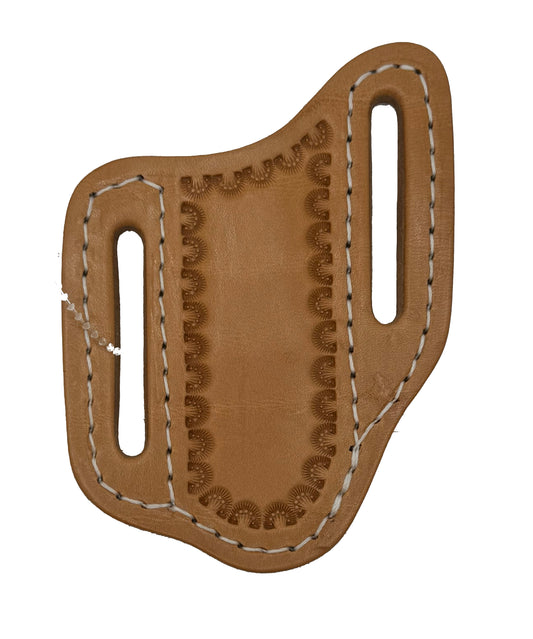 Lavaca Leather - Slanted Pancake Sheath -Medium-Shell Border-Natura