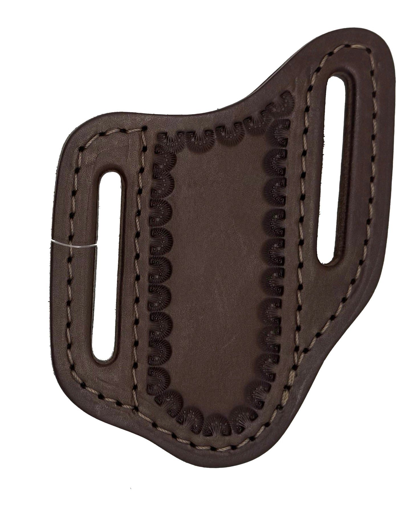 Lavaca Leather - Slanted Pancake Sheath -Medium-Shell Border-Brown