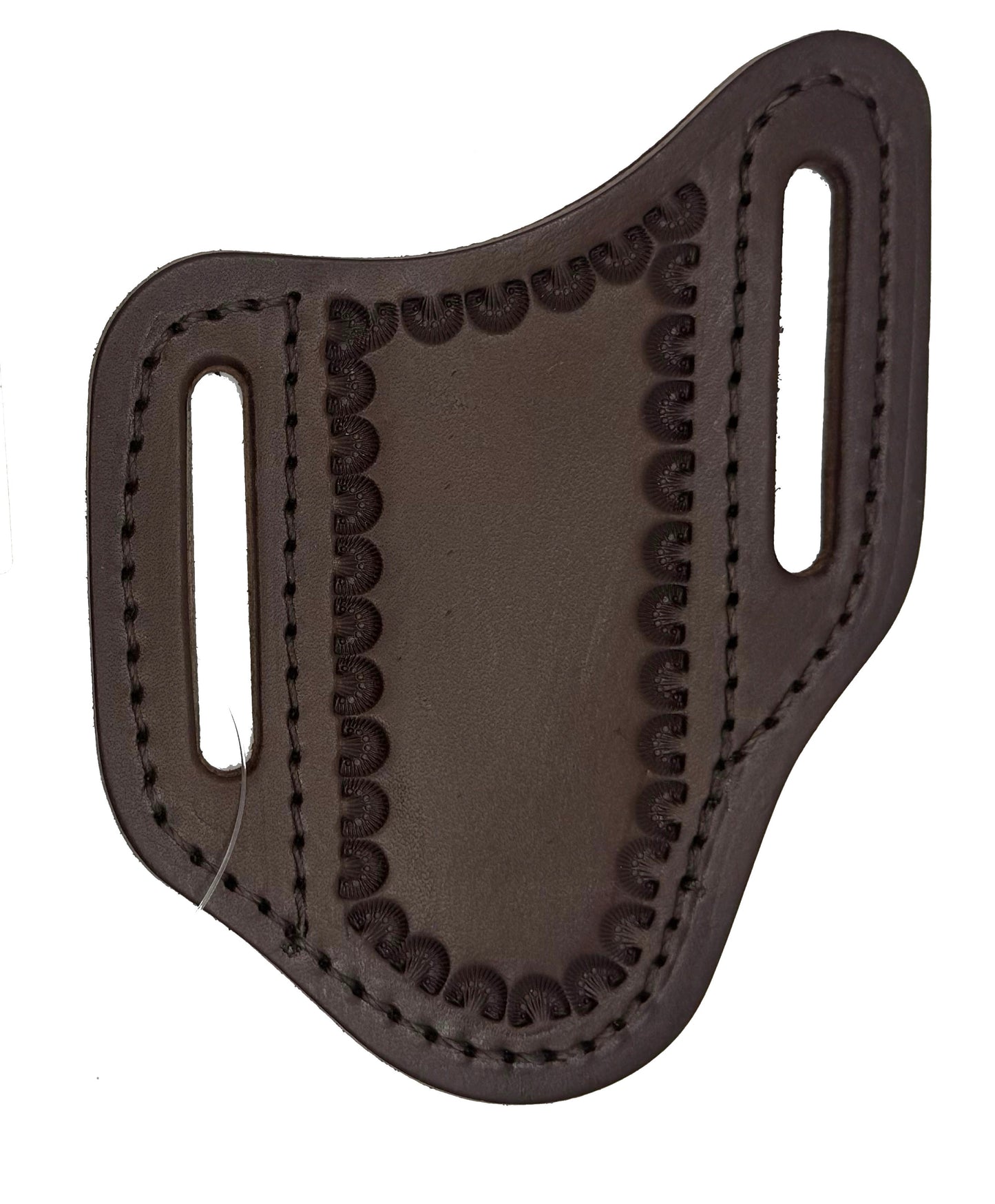 Lavaca Leather - Slanted Pancake Sheath -Large-Shell Border-Brown