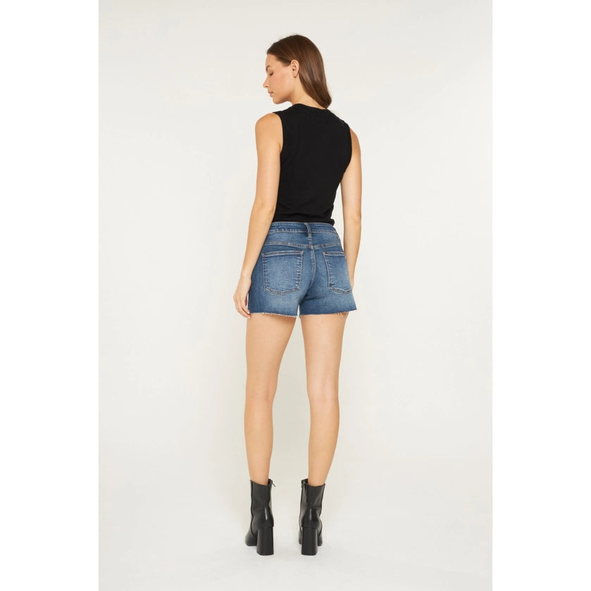 Mica Denim - Mid Rise Frayed Hem Shorts
