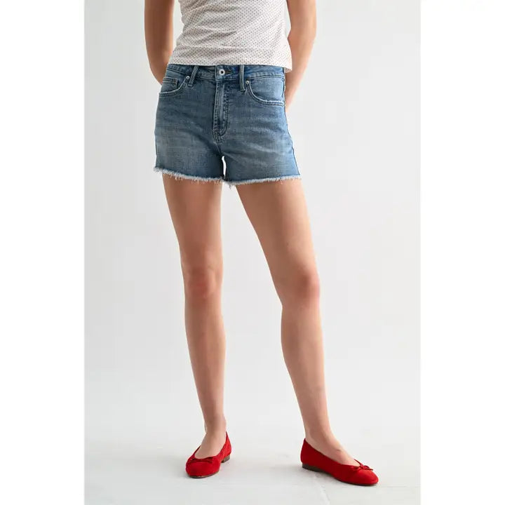 Mica Denim - High-Rise Shorts Raw Hem