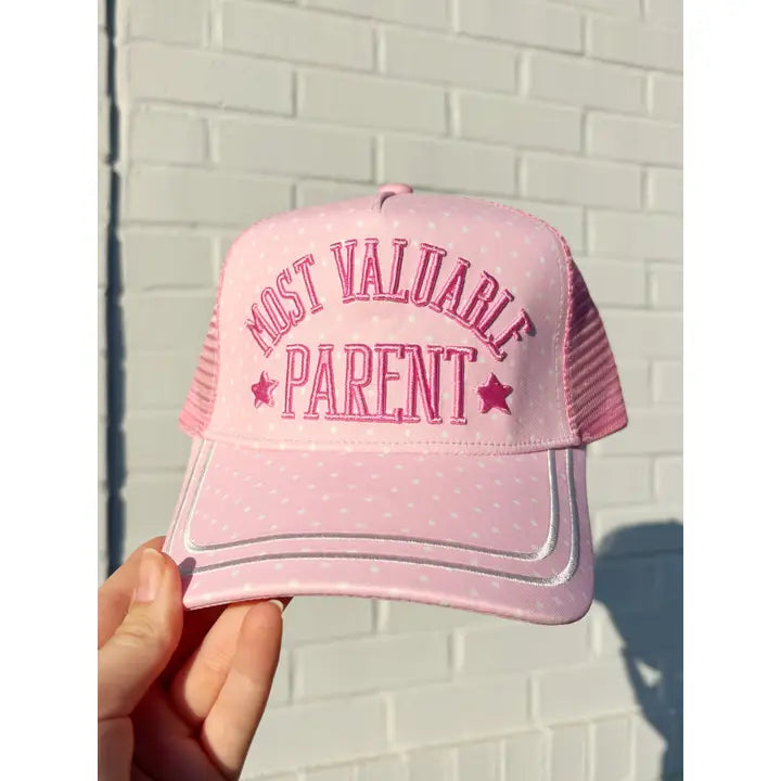 Poppy & Pine - Pink Polka Dot Most Valuable Parent Hat