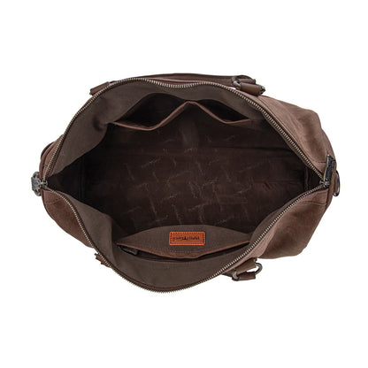 Trinity Ranch Floral Aztec Tooled Collection Weekender Bag Coffee