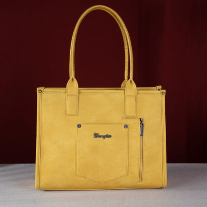 Wrangler Croc Print Concealed Carry Wide Tote - Mustard
