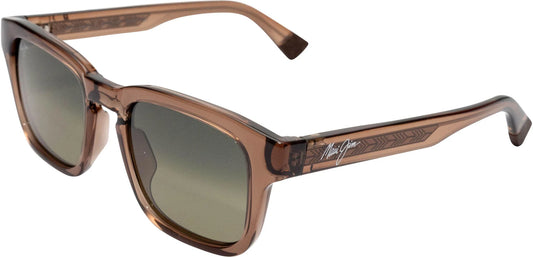 Maui Jim Maluhia Square Sunglasses, Shiny Trans Light Brown/Maui Ht Polarized, Medium