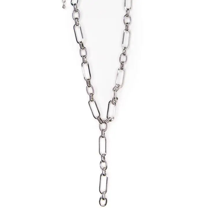 West & Co. - 17" Silver Chunky Chain Y Necklace