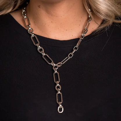 West & Co. - 17" Silver Chunky Chain Y Necklace