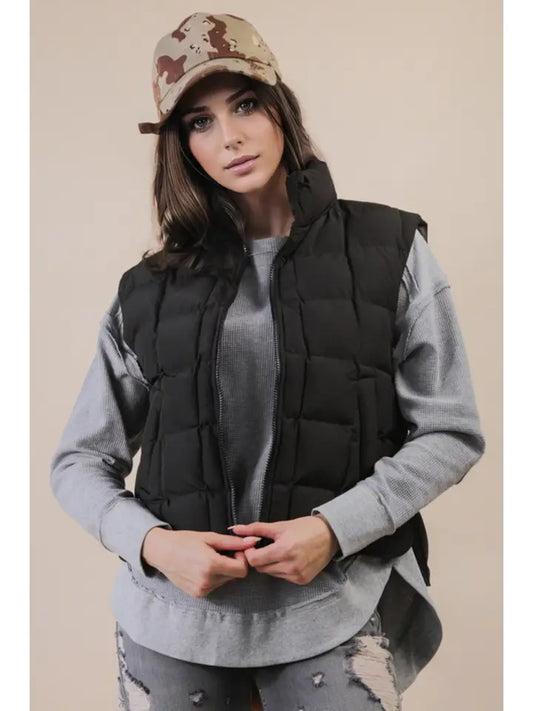 VERY J- Solid Puffer Vest