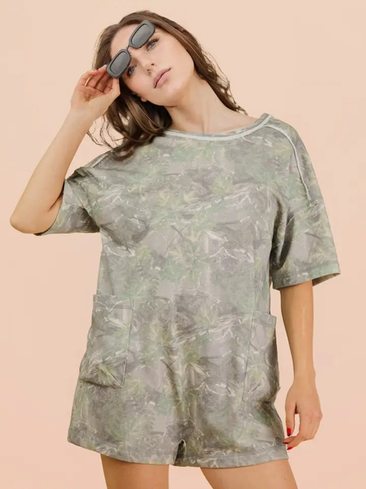VERY J - Casual Camo Romper