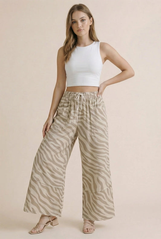 BOMBOM - Zebra Wide Leg Pant