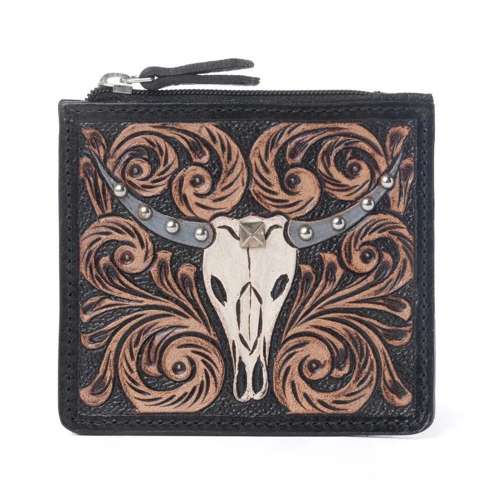 MYRA - Briar Creek Leather Credit Card Holder - Ebony Caramel