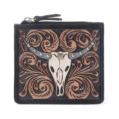 MYRA - Briar Creek Leather Credit Card Holder - Ebony Caramel
