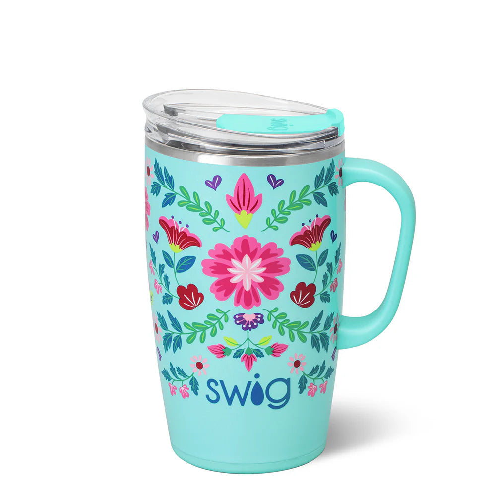 Swig - Flora Azul - Travel Mug - 18oz