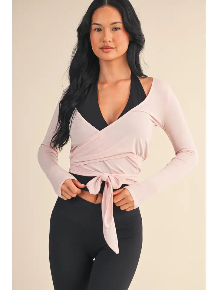KIMBERLY C - Long Sleeve V Neck Wrap Top