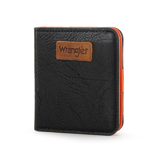 Montana West Wholesale - Wrangler Solid Color Small BI-Fold Wallet RFID Card Holder - Black