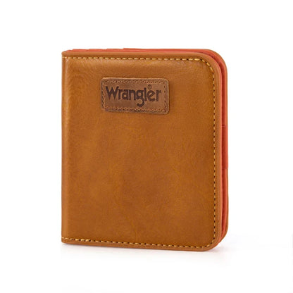 Montana West Wholesale - Wrangler Solid Color Small BI-Fold Wallet RFID Card Holder - Ligh Brown