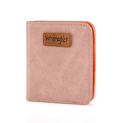Montana West Wholesale - Wrangler Solid Color Small BI-Fold Wallet RFID Card Holder - Pink