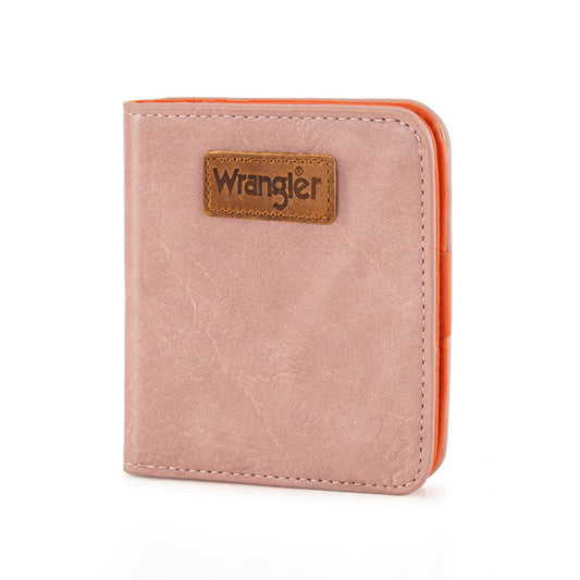Montana West Wholesale - Wrangler Solid Color Small BI-Fold Wallet RFID Card Holder - Pink