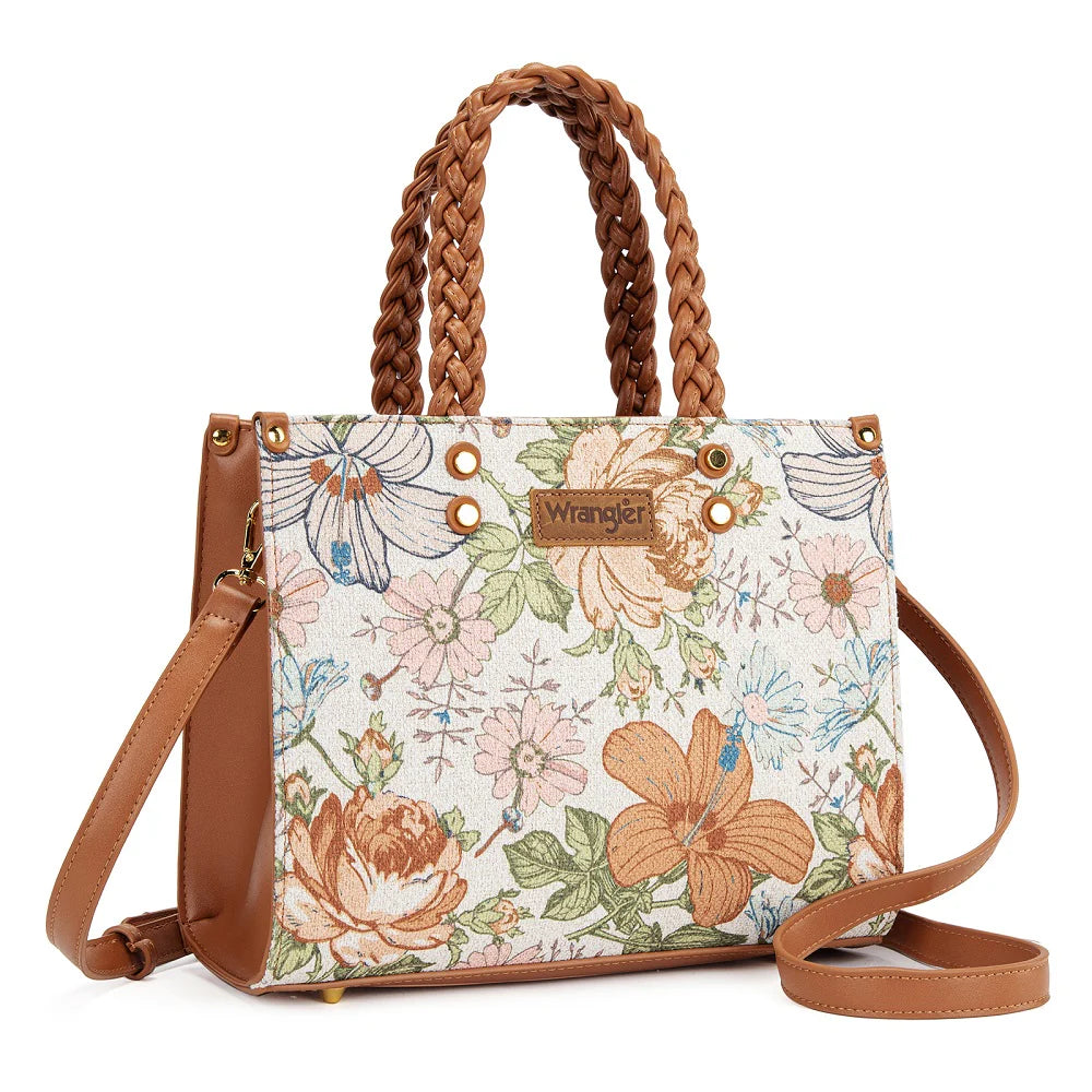 Montana West Wholesale - Wrangler Floral Print Braided Tote Bag