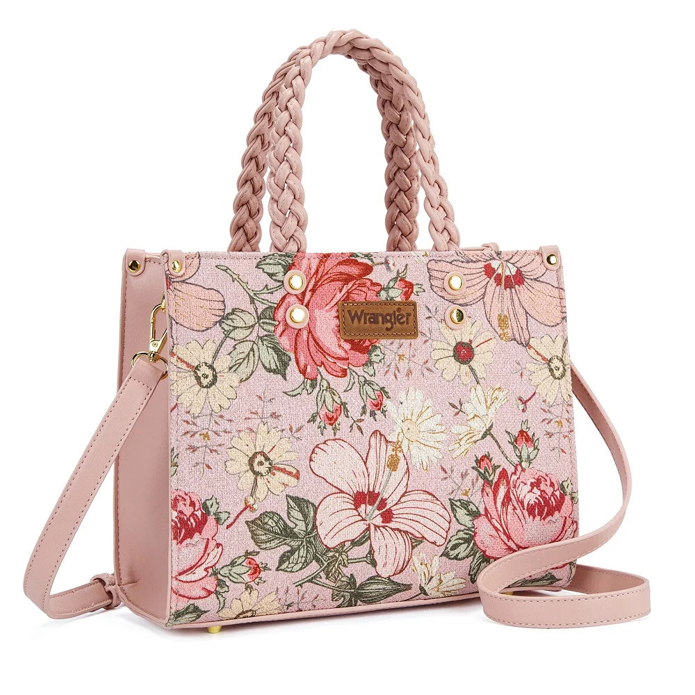Montana West Wholesale - Wrangler Floral Print Braided Tote Bag