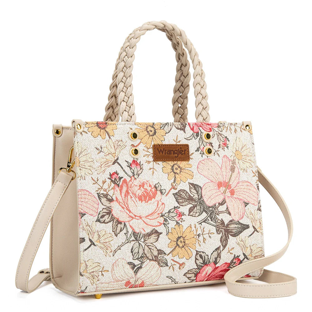 Montana West Wholesale - Wrangler Floral Print Braided Tote Bag