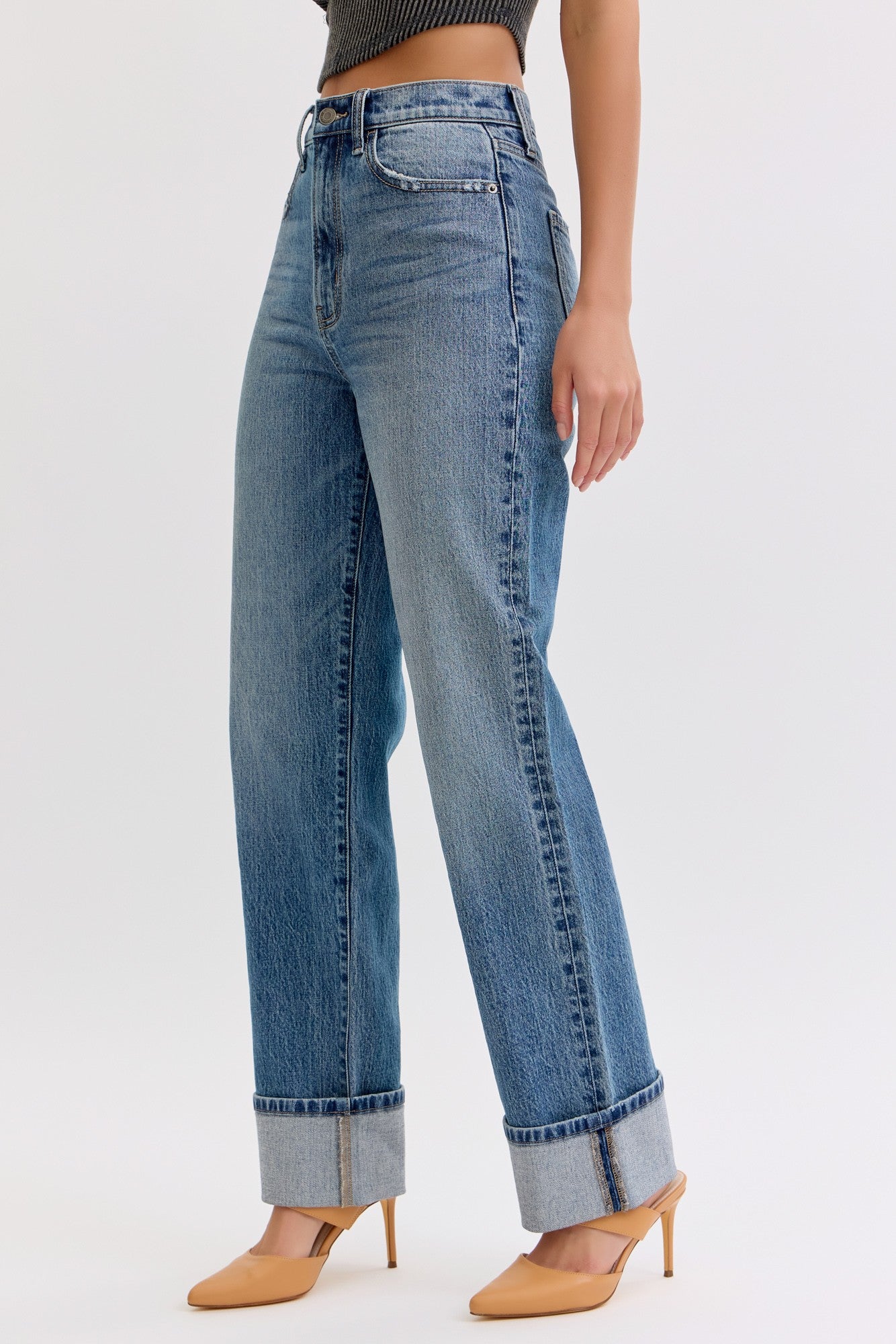 CELLO - High Rise Dad Jean With Cuff