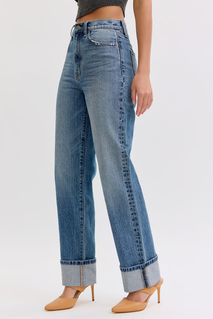 CELLO - High Rise Dad Jean With Cuff