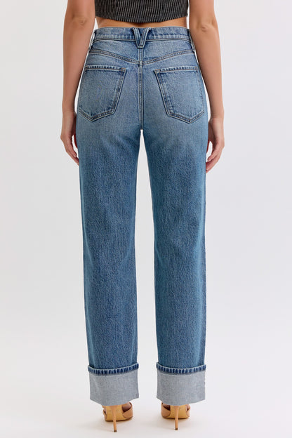 CELLO - High Rise Dad Jean With Cuff