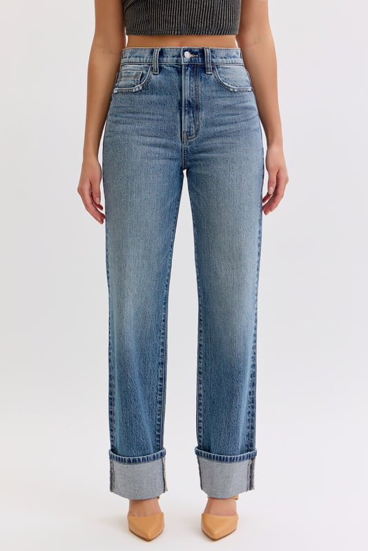 CELLO - High Rise Dad Jean With Cuff