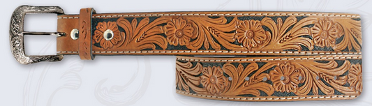 Twisted X Belt Leather - Tan/Black/Floral