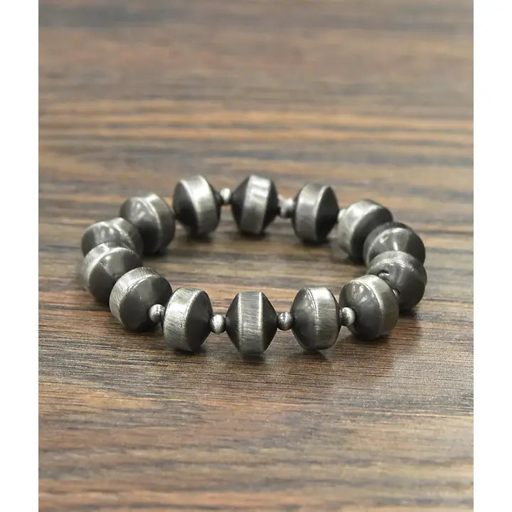Handmade Rondelle Navajo Bead Stretch Bracelet