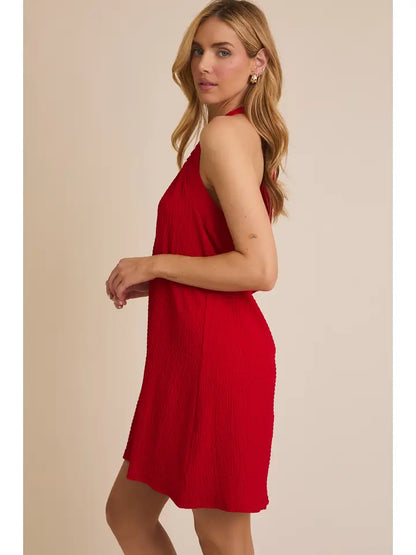 Flare Hem Halter Mini Dress