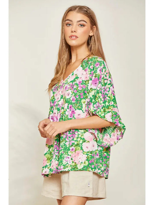 Blouse with Poncho Sleeve