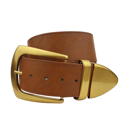 Wide Width Belt with Western Statement Buckle Loop Tip Set