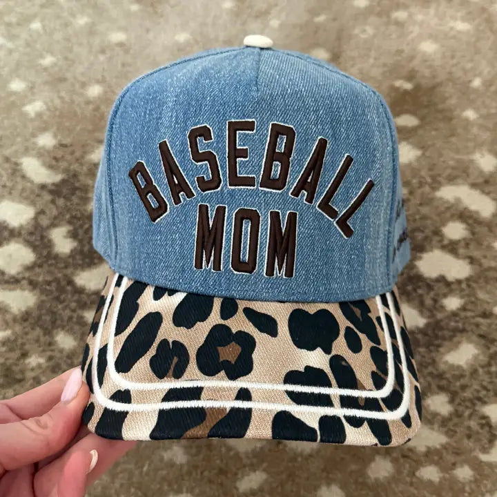 Poppy & Pine - Blue Leopard Baseball Mom Hat