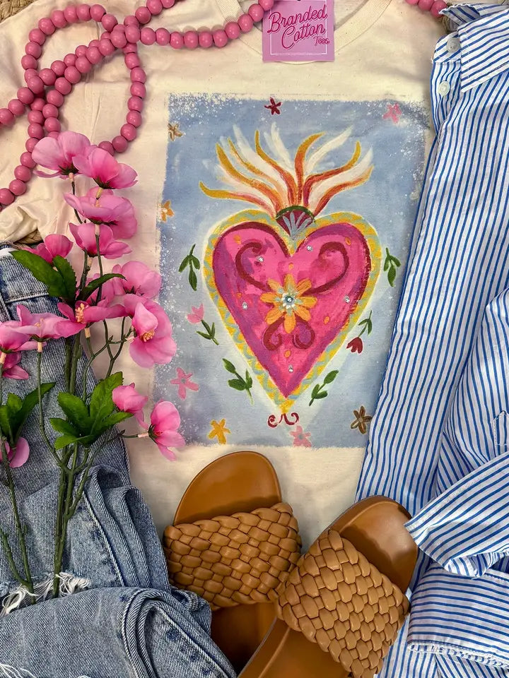 Branded Cotton - Floral Sacred Heart Tee