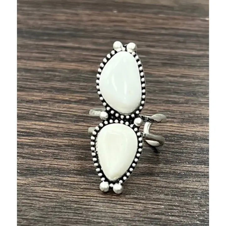 White Turquoise Adjustable Ring