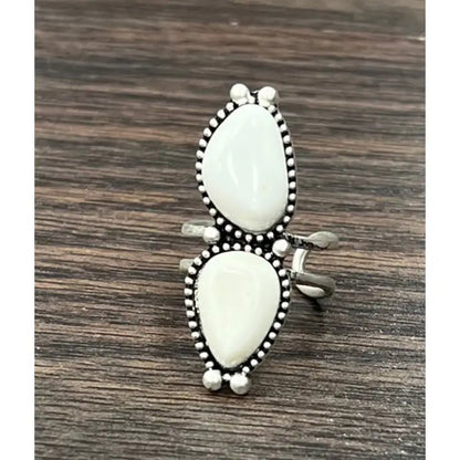 White Turquoise Adjustable Ring